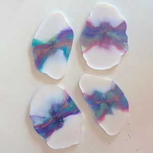 Handmade Unicorn Galaxy Pour Resin Coaster Set